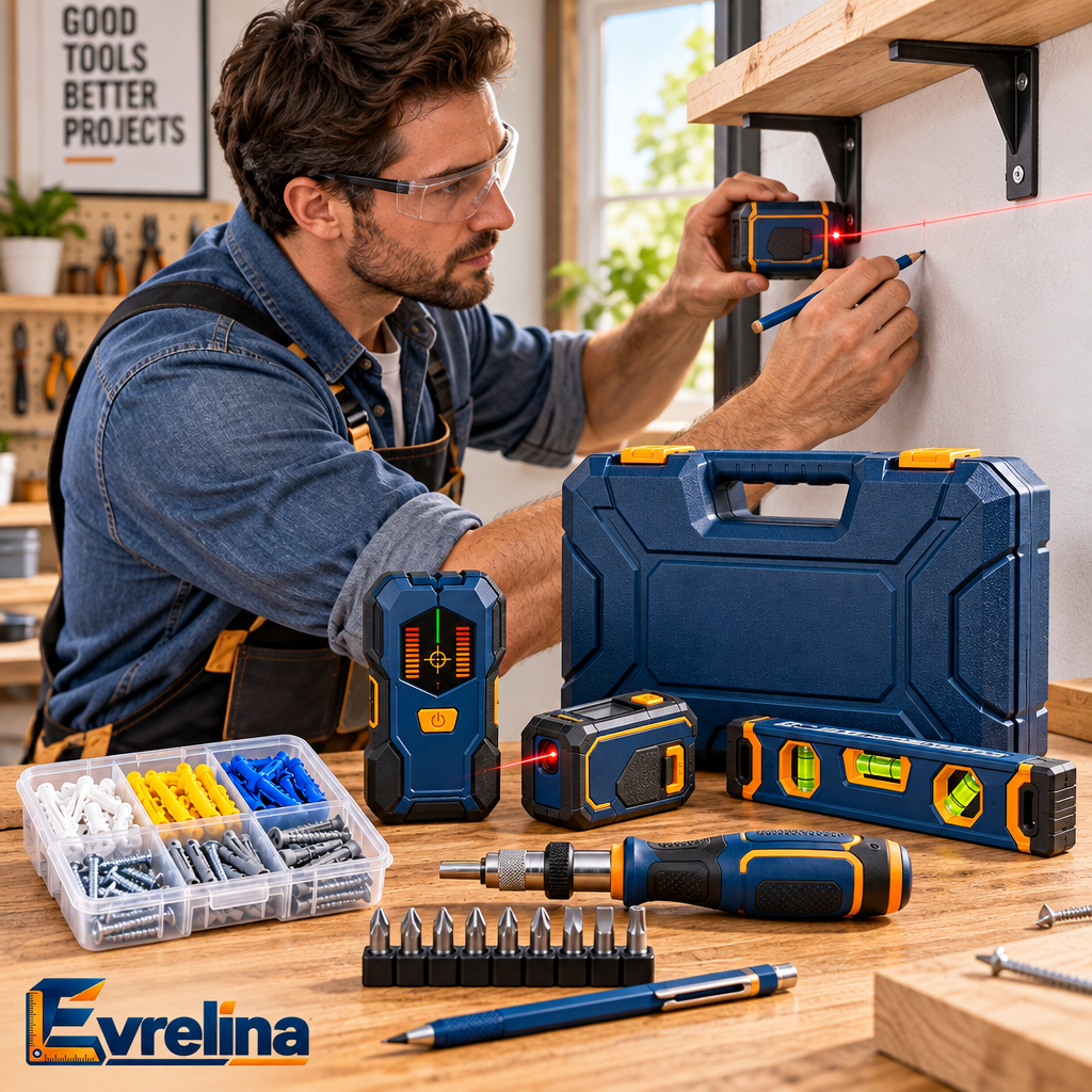 Evrelina Wall Mounting and Alignment Tool Kit — lifestyle view
