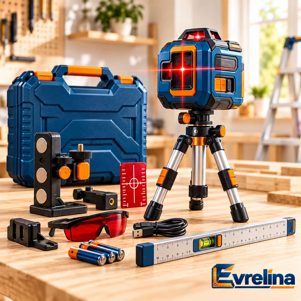 Evrelina Self-Leveling Cross-Line Laser Level Kit — main view