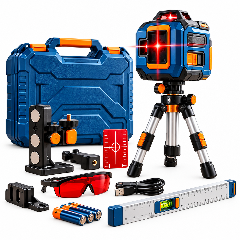 Evrelina Self-Leveling Cross-Line Laser Level Kit — white view