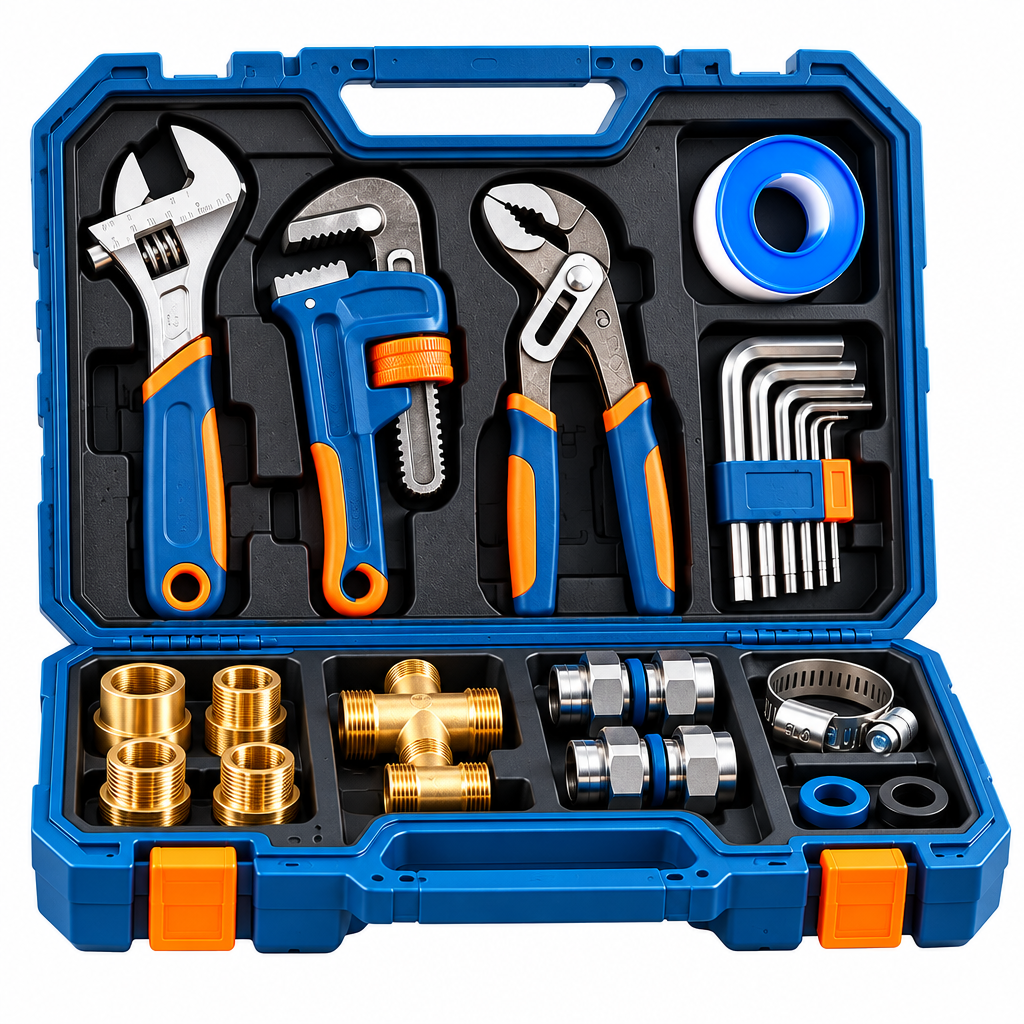 Evrelina Home Plumbing Repair Tool and Fitting Kit — white view