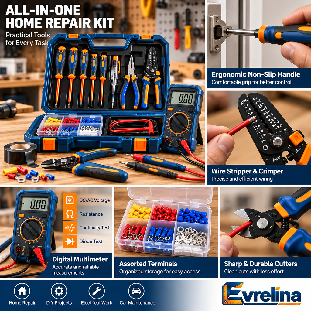 Evrelina Household Electrical Repair and Test Kit — features view