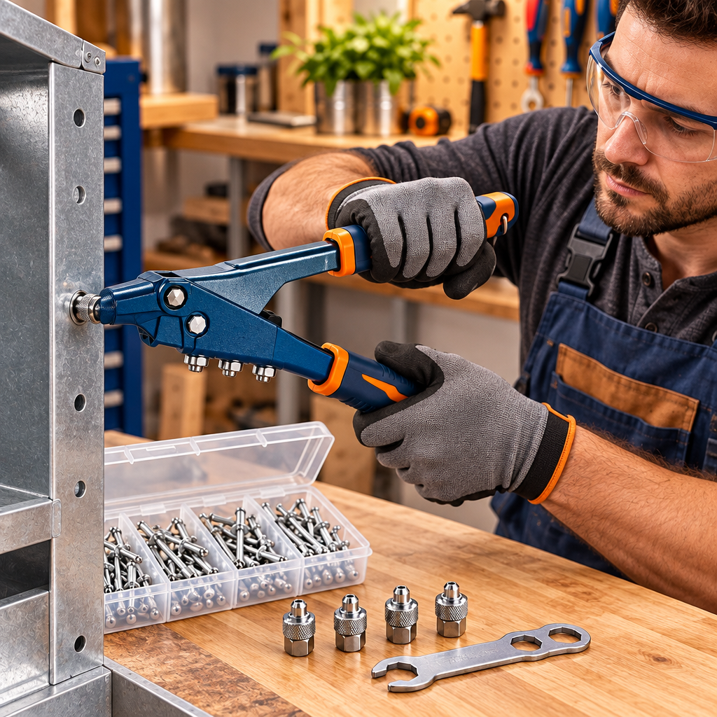 Evrelina Heavy-Duty Hand Riveter and Rivet Assortment Kit — lifestyle view