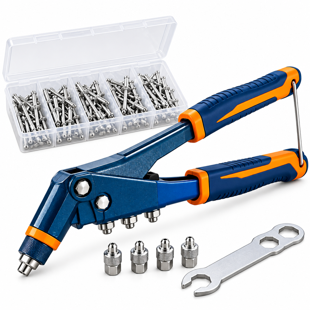 Evrelina Heavy-Duty Hand Riveter and Rivet Assortment Kit — white view