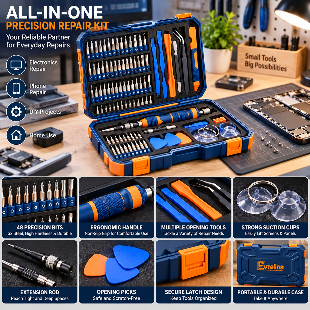 Evrelina Precision Electronics Screwdriver and Repair Kit — features view