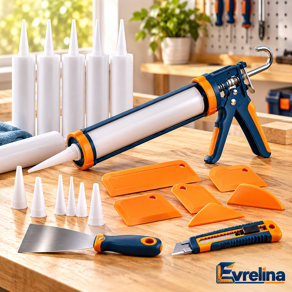 Evrelina Professional Caulking Gun and Finishing Tool Set — main view