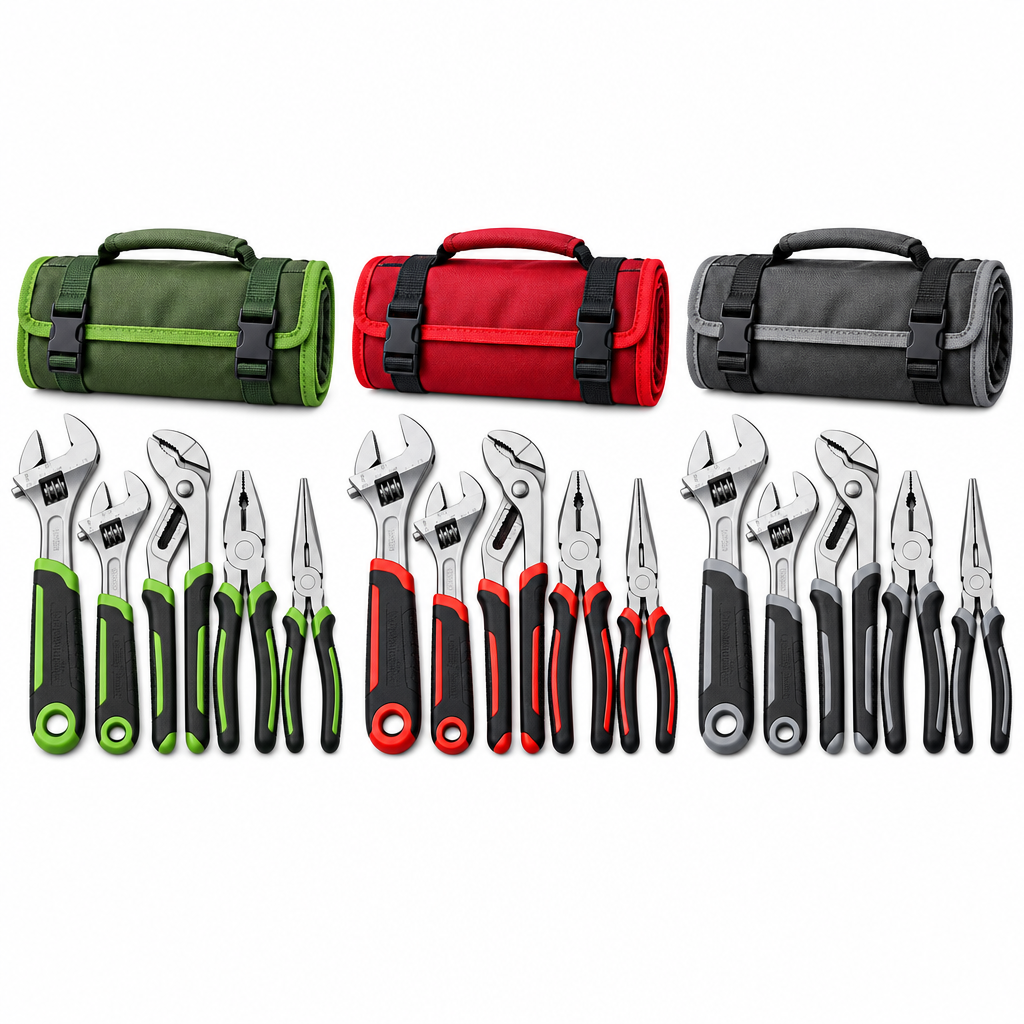 Evrelina Adjustable Wrench and Pliers Roll-Up Tool Set — sku view